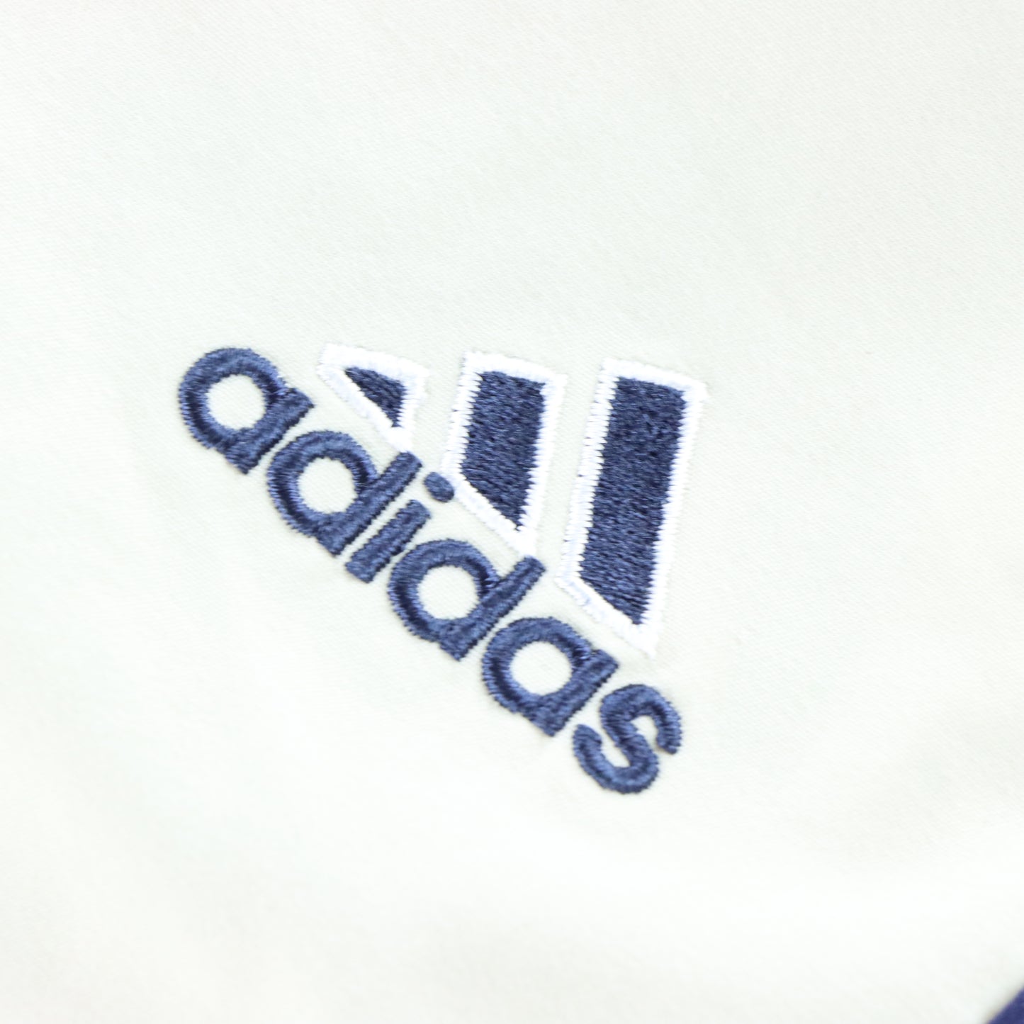 ADIDAS Embroidered Logo 3-Stripe Cream & Navy Track Pants (M)