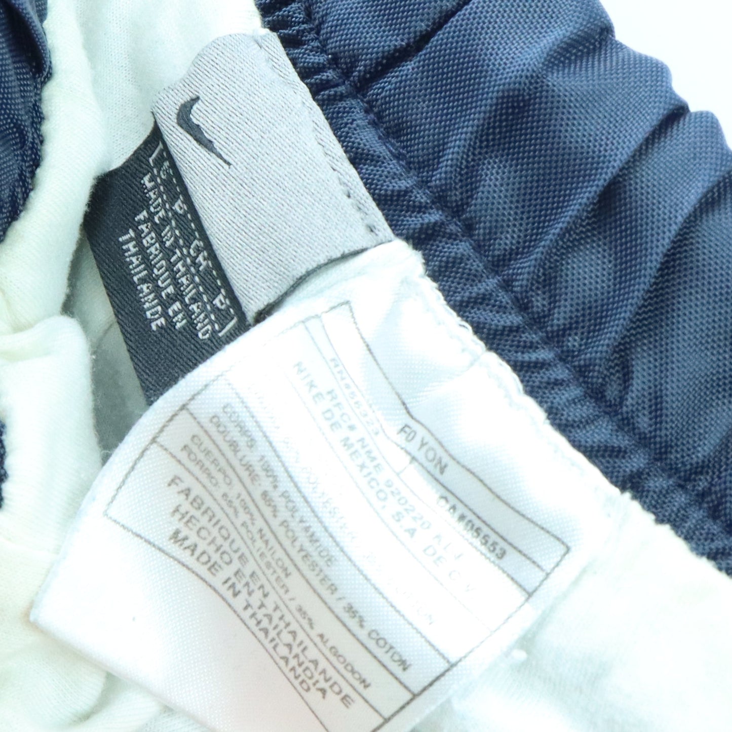 NIKE Swoosh Embroidered Red Swoosh Logo Navy Parachute Track Pants (S)