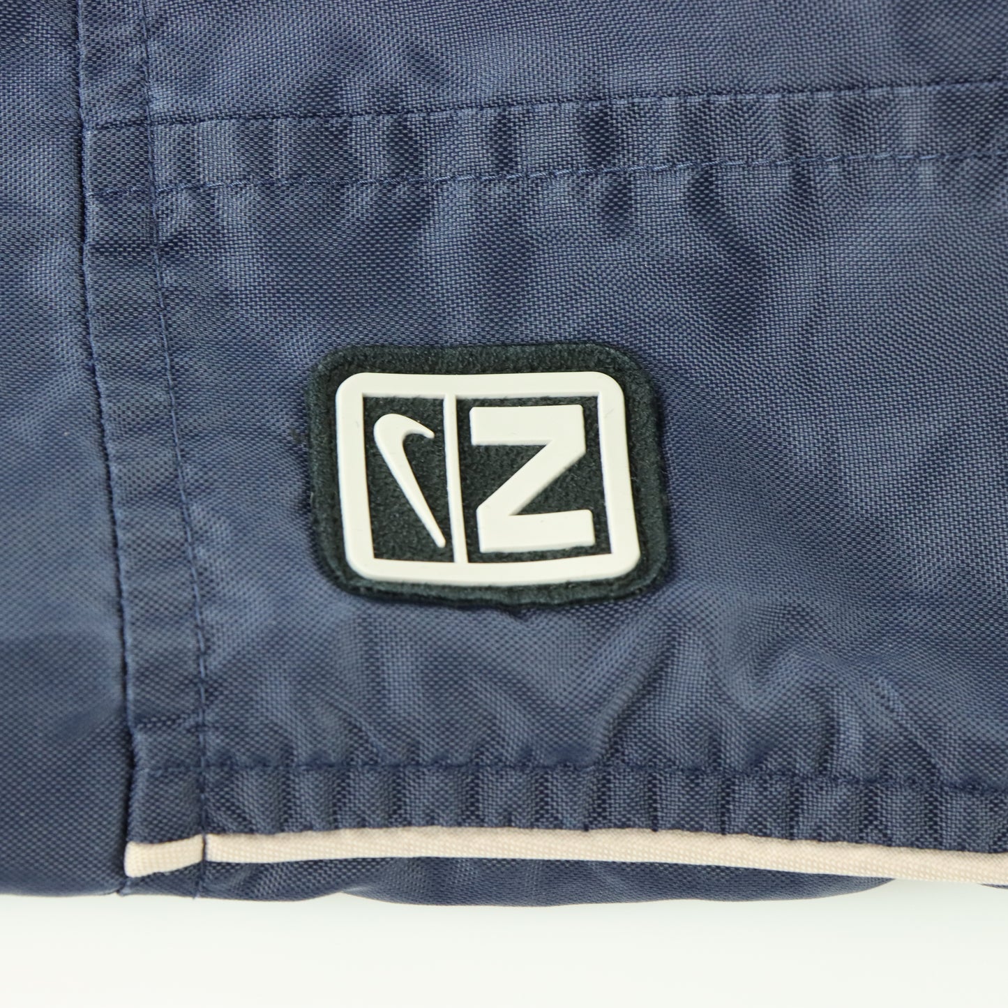 NIKE Swoosh Embroidered Red Swoosh Logo Navy Parachute Track Pants (S)