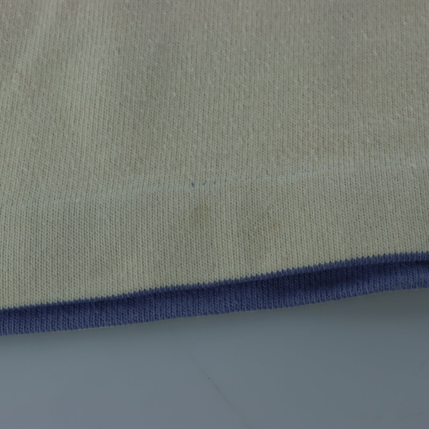 RALPH LAUREN POLO Cream & Light Blue Single Stitch Rugby Jumper (L-XL)