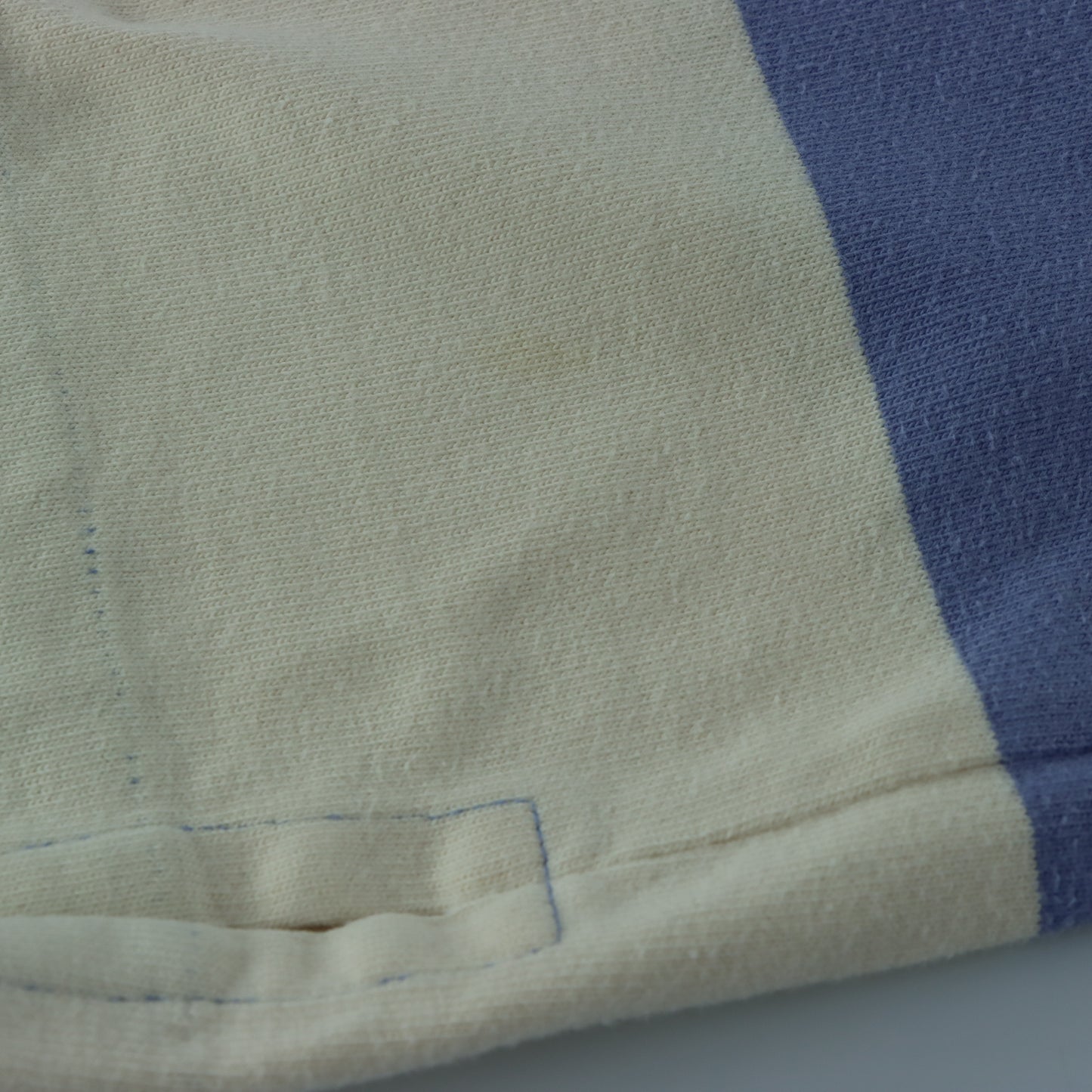 RALPH LAUREN POLO Cream & Light Blue Single Stitch Rugby Jumper (L-XL)