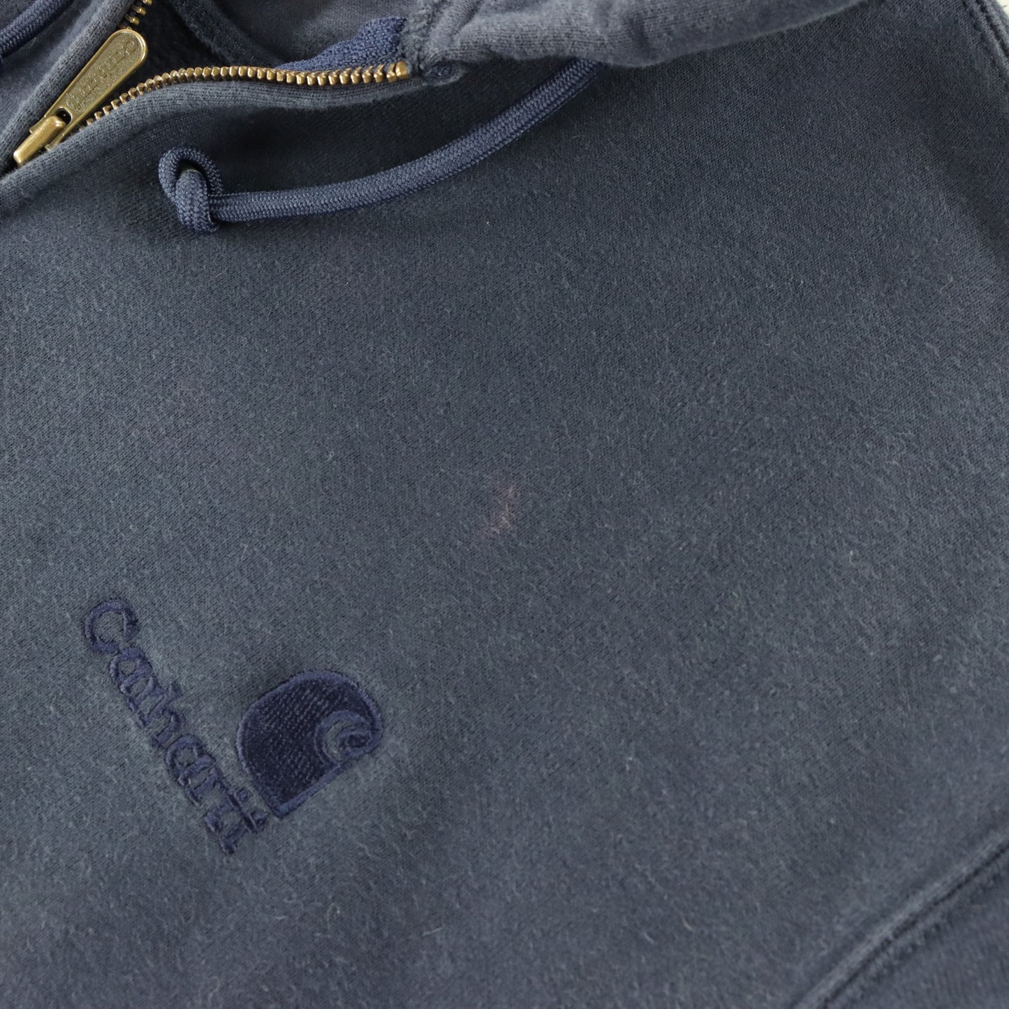 CARHARTT Navy Blue Embroidered Logo Full Zip Hoodie Sweatshirt (M)