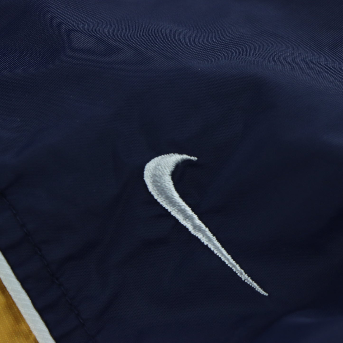 NIKE Embroidered Swoosh Logo Navy & Yellow Windbreaker Jacket (L)