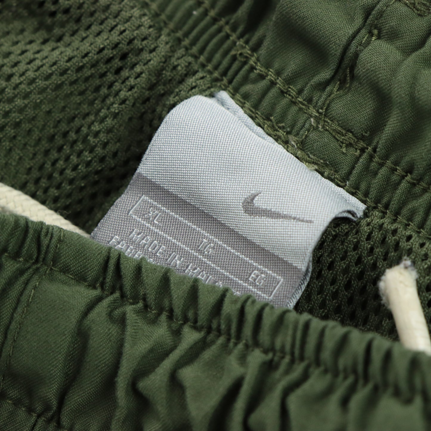 NIKE Embroidered Swoosh Logo Khaki Green Pocket Trackpants (XL)