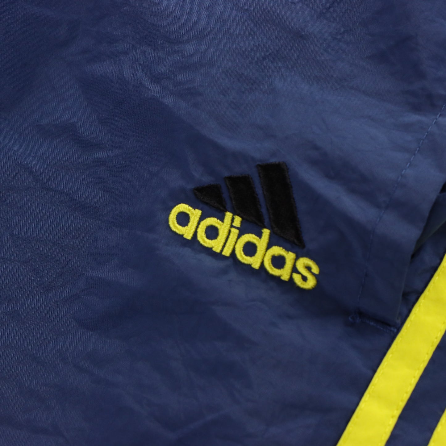 ADIDAS Embroidered Logo Fluro 3 Stripe Yellow & Navy Track Pants (S)