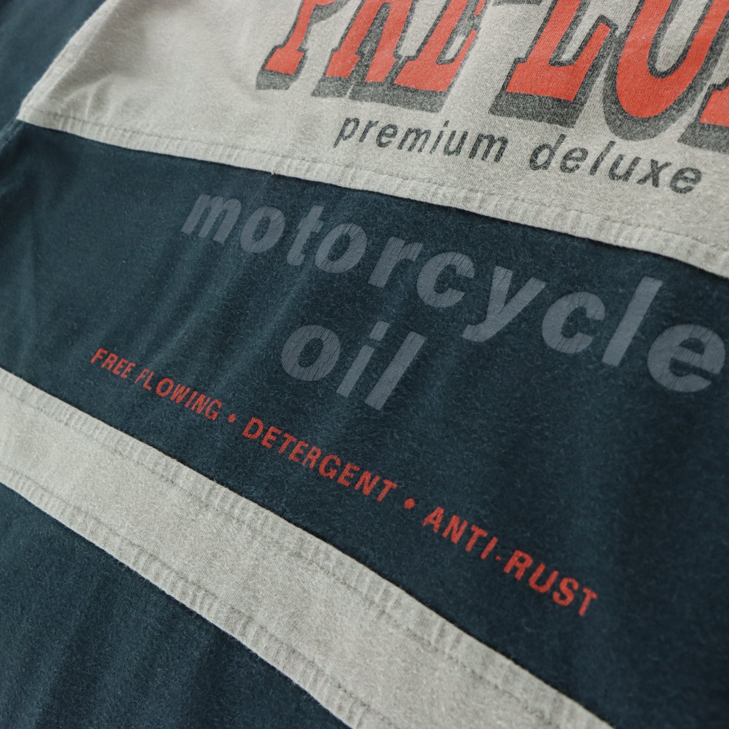 HARLEY DAVIDSON "Pre-Lux Motorcycle Oil' Taupe & Black Double Sided Long Sleeve T-Shirt (L)
