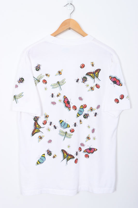 Dan Gilbert 90s All Over Insects Bugs Single Stitch T-Shirt USA Made (XL)