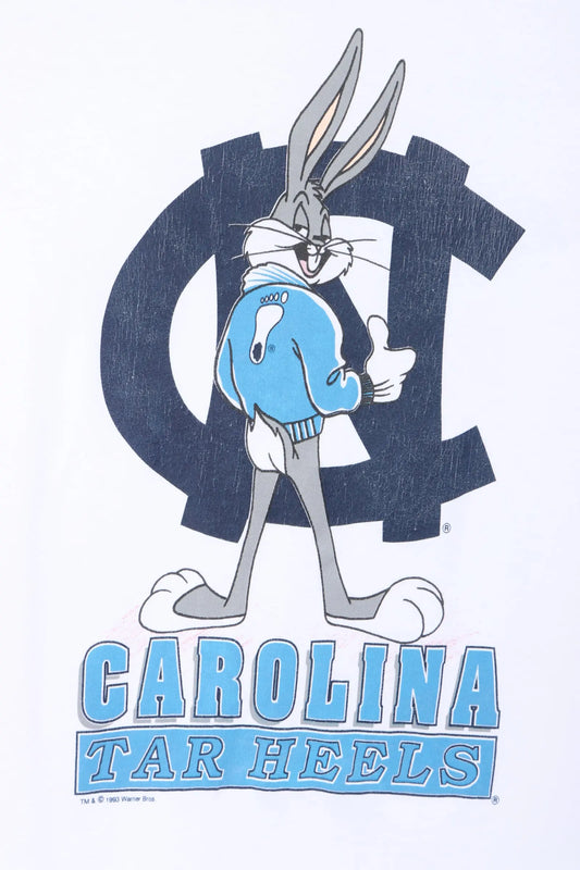 UNC Carolina Tar Heels 1993 Bugs Bunny Single Stitch T-Shirt USA Made (M) Vintage Sole Melbourne