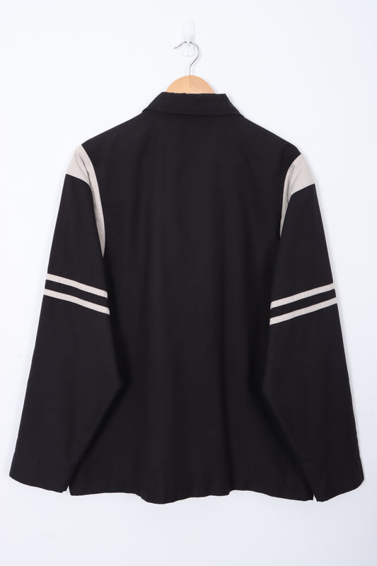 PUMA Varsity Panel Black & White Nylon Windbreaker Jacket (L)