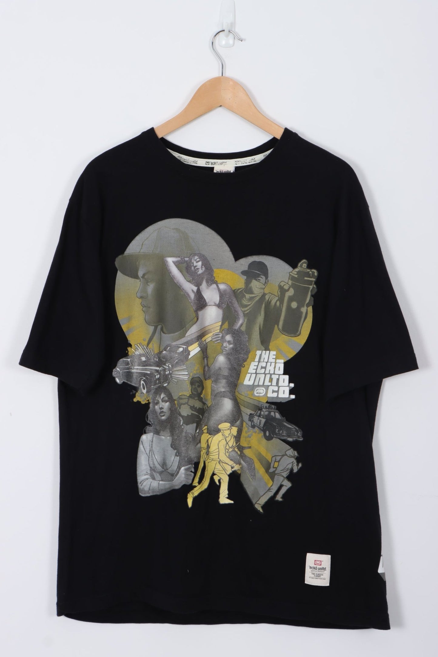 ECKO UNLTD Yellow Graffiti Gangster Graphic Print Tee (XL)