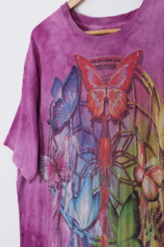 THE MOUNTAIN "Butterfly Dreamcatcher" Tie Dye T-Shirt (XL) Vintage Sole Melbourne