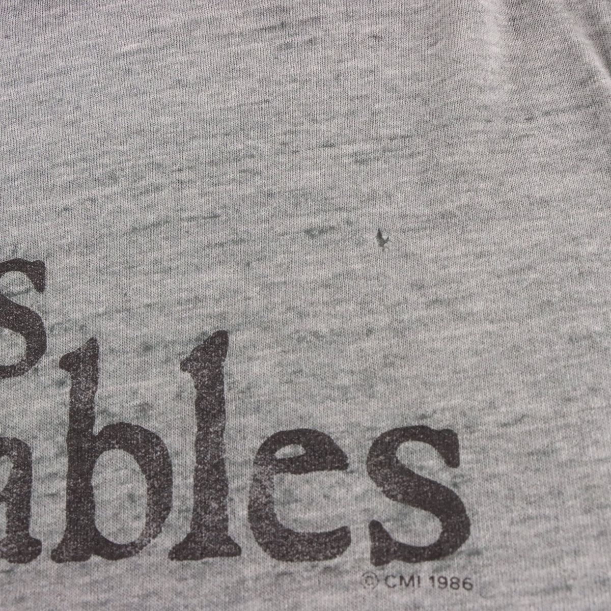 Vintage 1986 LES MISERABLES Cosette French Flag Illustration USA Made Single Stitch Grey Musical Tee (S TALL) ***COCO Vintage Sole Melbourne