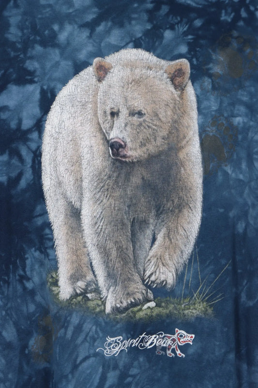 Walking Bear Graphic Print Animal Blue Tie Dye Tee (M) Vintage Sole Melbourne
