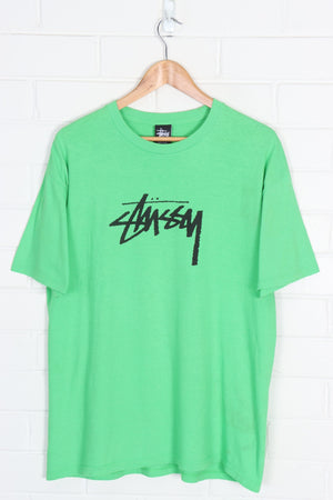 STUSSY Fluro Green & Black Logo T-Shirt (L)