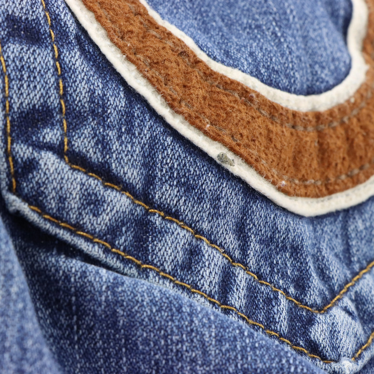 Vintage TRUE RELIGION 'Ricky' Felt Logo Patch USA Made Blue Straight Leg Jeans (30) ***COCO Vintage Sole Melbourne