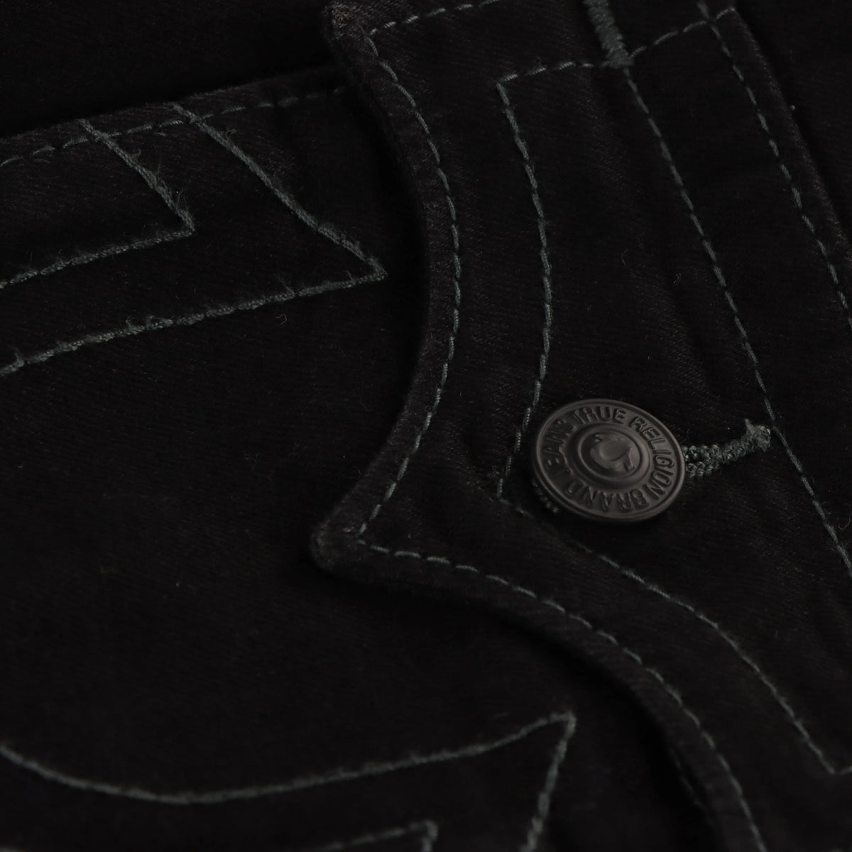 TRUE RELIGION Y2K Black Contrast Stitch Denim Motorcycle Jacket (XL-XXL) - Vintage Sole Melbourne