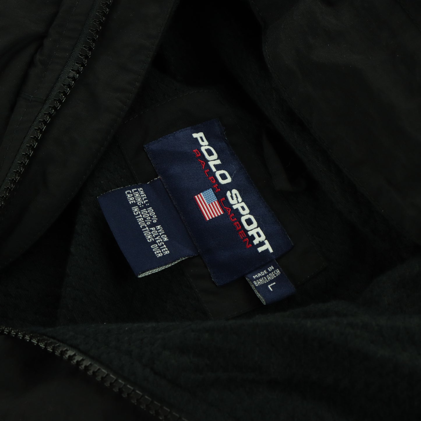 POLO RALPH LAUREN Embroidered Logo Black Hooded Windbreaker Jacket (L)