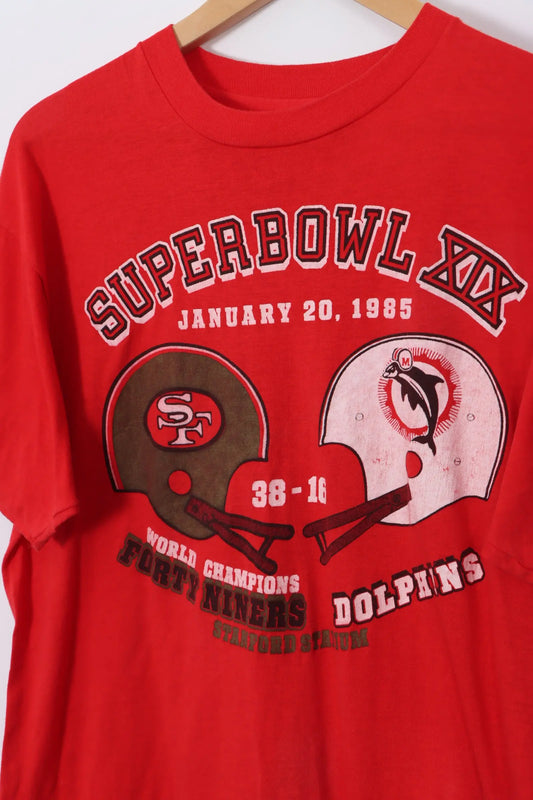 1985 49ers vs Dolphins Superbowl World Championships Vintage T-Shirt USA Made (L) Vintage Sole Melbourne