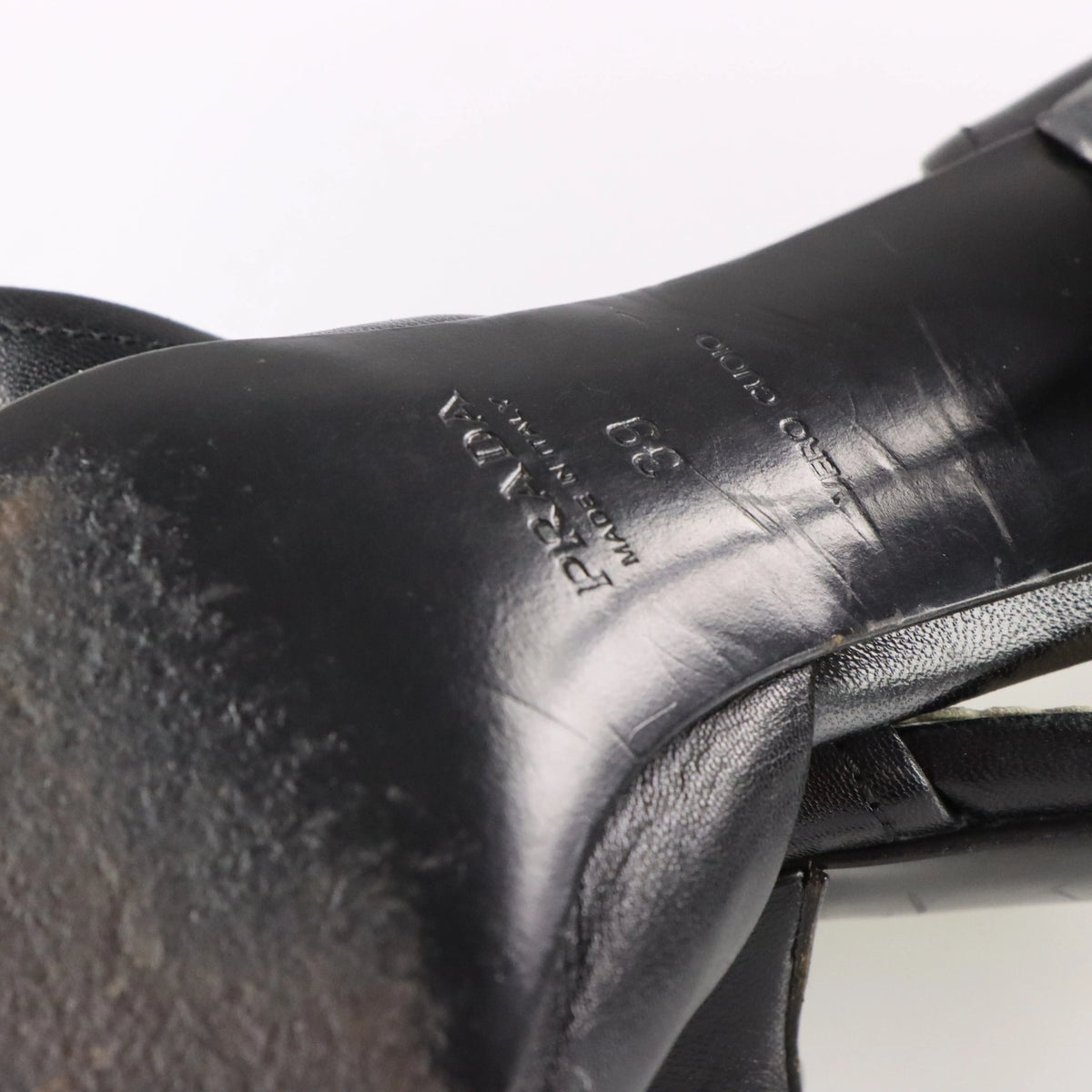 Vintage PRADA Italy Made Buckle Pointed Toe Black Heels (39) *Aubs Vintage Sole Melbourne