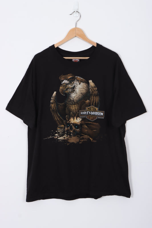 HARLEY DAVIDSON Stone Eagle Skull Washington Utah Black Tee (XL)