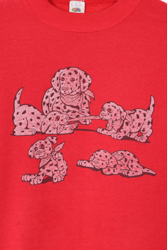 Dalmatian Puppies Red Sweatshirt USA Made (XL)