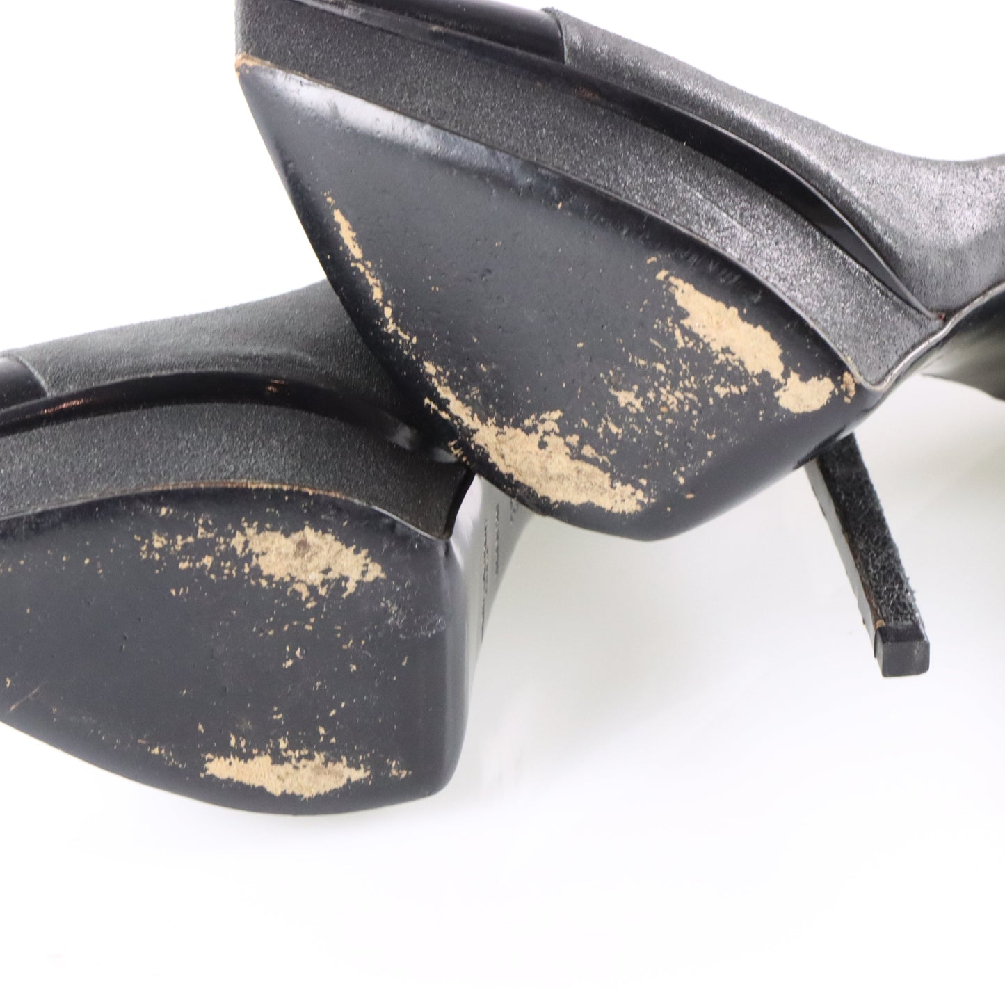 Vintage SAINT LAURENT Black & Silver Cap Toe Platform Pump Heels (37) *Aubs Vintage Sole Melbourne