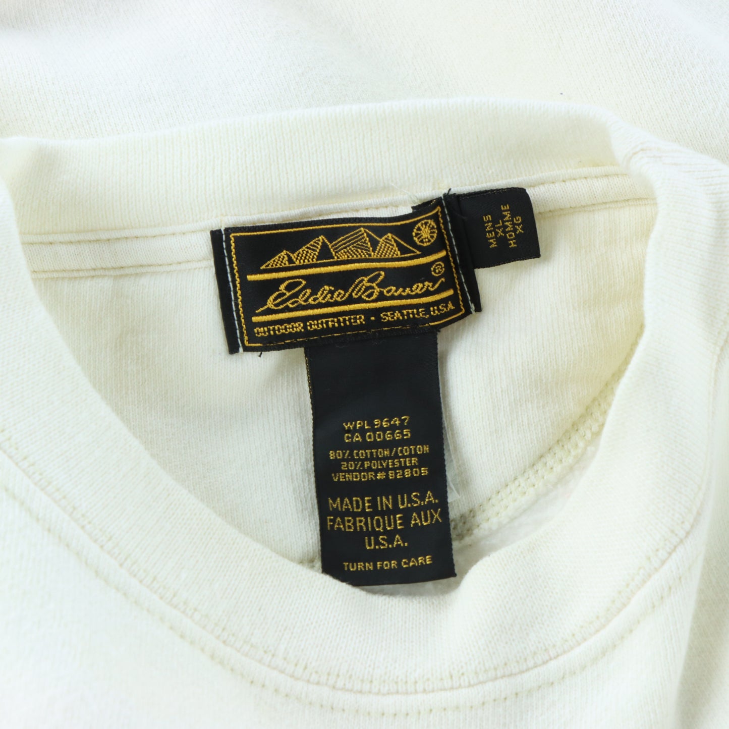 EDDIE BAUER 'USA Made' Bird Graphic Embroidered Logo White Sweatshirt (L-XL)