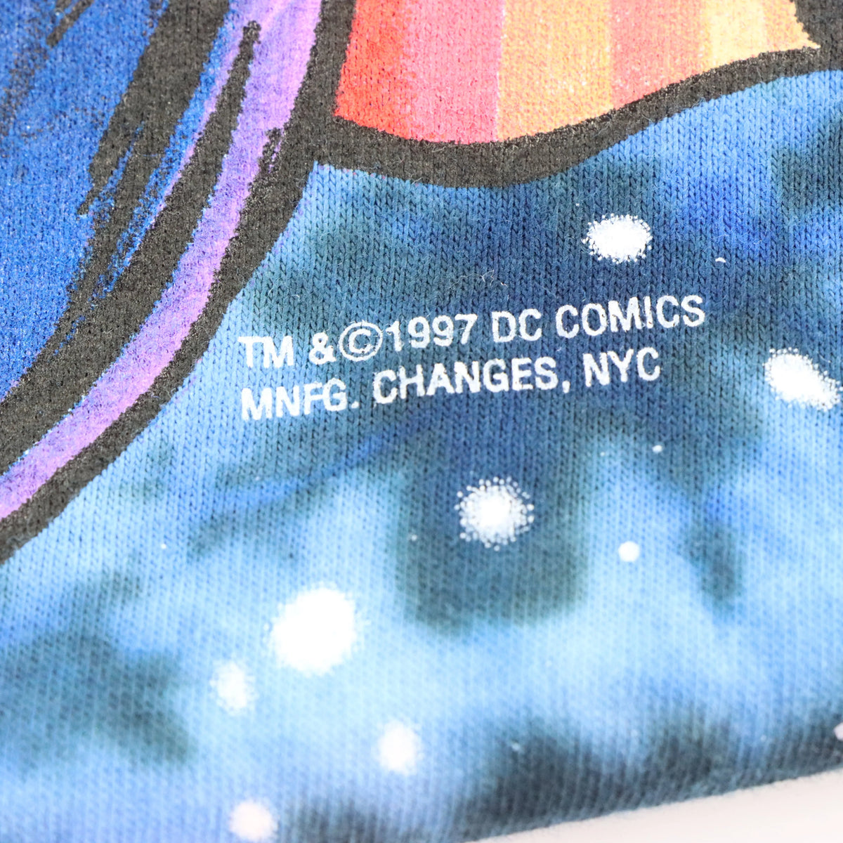 Vintage 1997 SUPERMAN DC COMICS Cosmic Blue Tie-Dye USA Made Single Stitch Comic Tee (XXL TALL) ***COCO Vintage Sole Melbourne