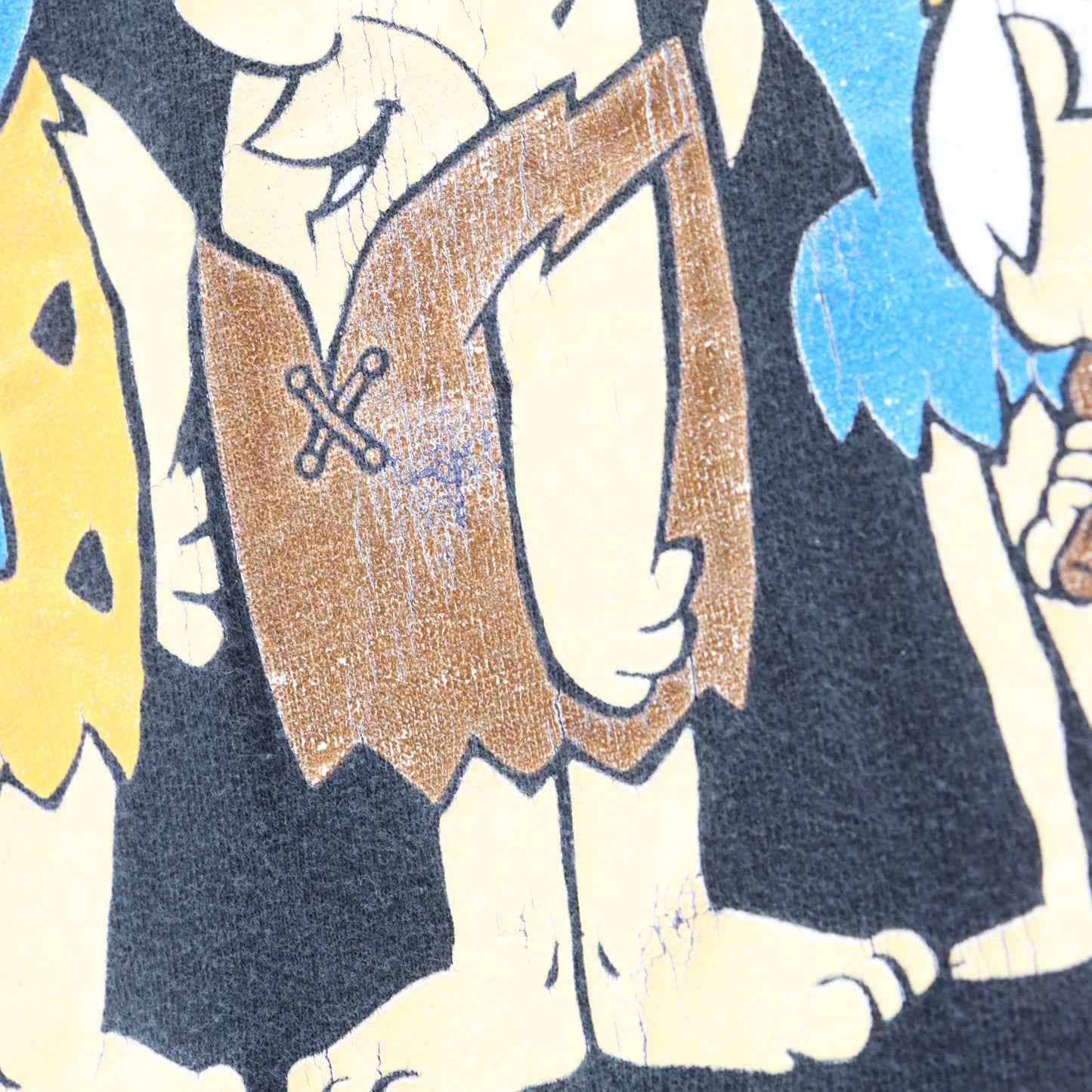 Vintage 1990 THE FLINTSTONES Cartoon Single Stitch Faded Black T-Shirt (M TALL) Vintage Sole Melbourne