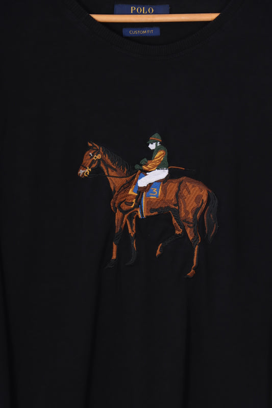 RALPH LAUREN POLO Embroidered Equestrian Thin Sweatshirt (M-L)