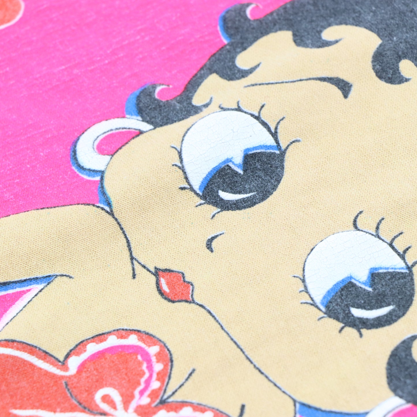 Vintage BETTY BOOP Fluro Heart 50/50 Single Stitch White T-Shirt (XL)
