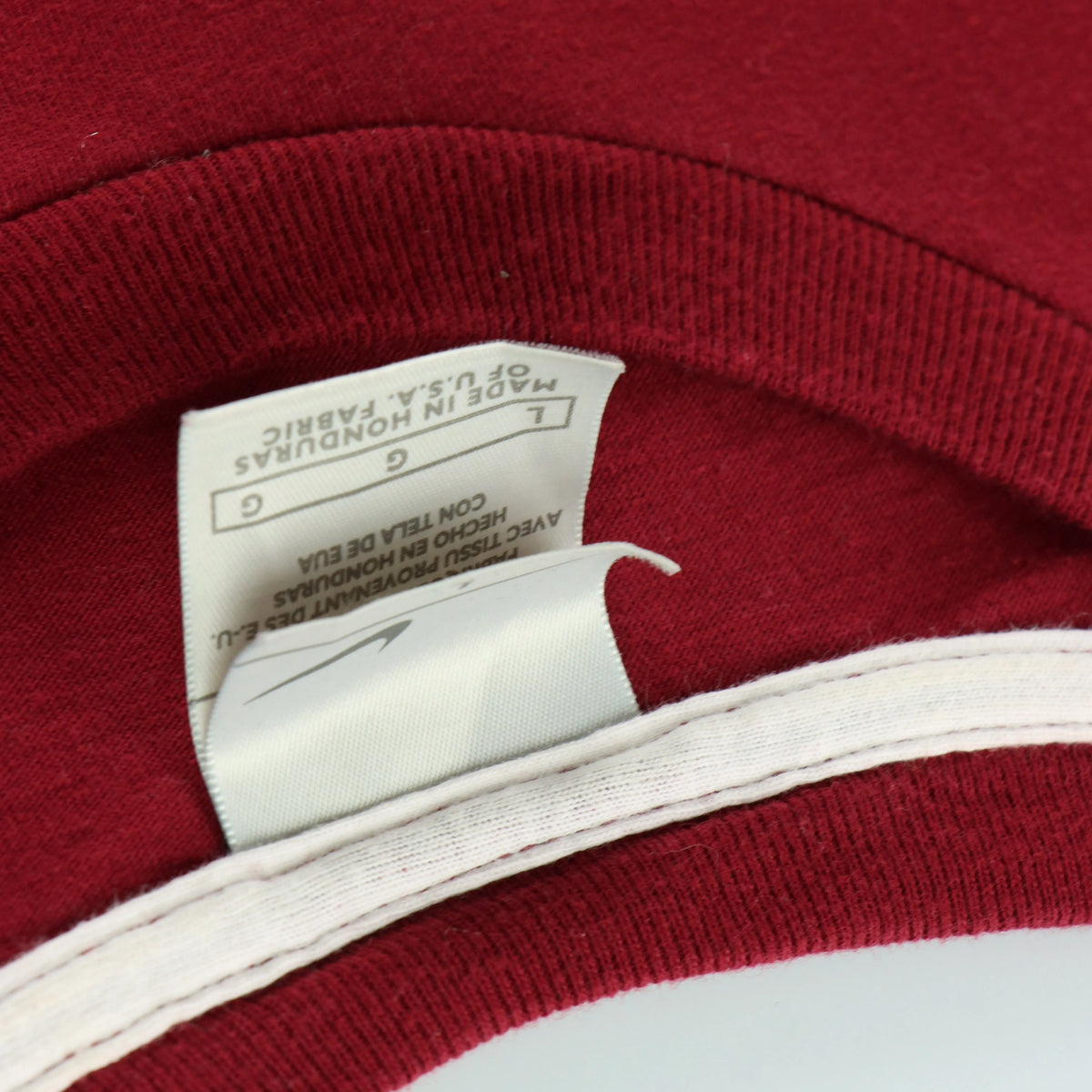 NIKE Embroidered Swoosh Logo Red & White T-Shirt (L) - Vintage Sole Melbourne