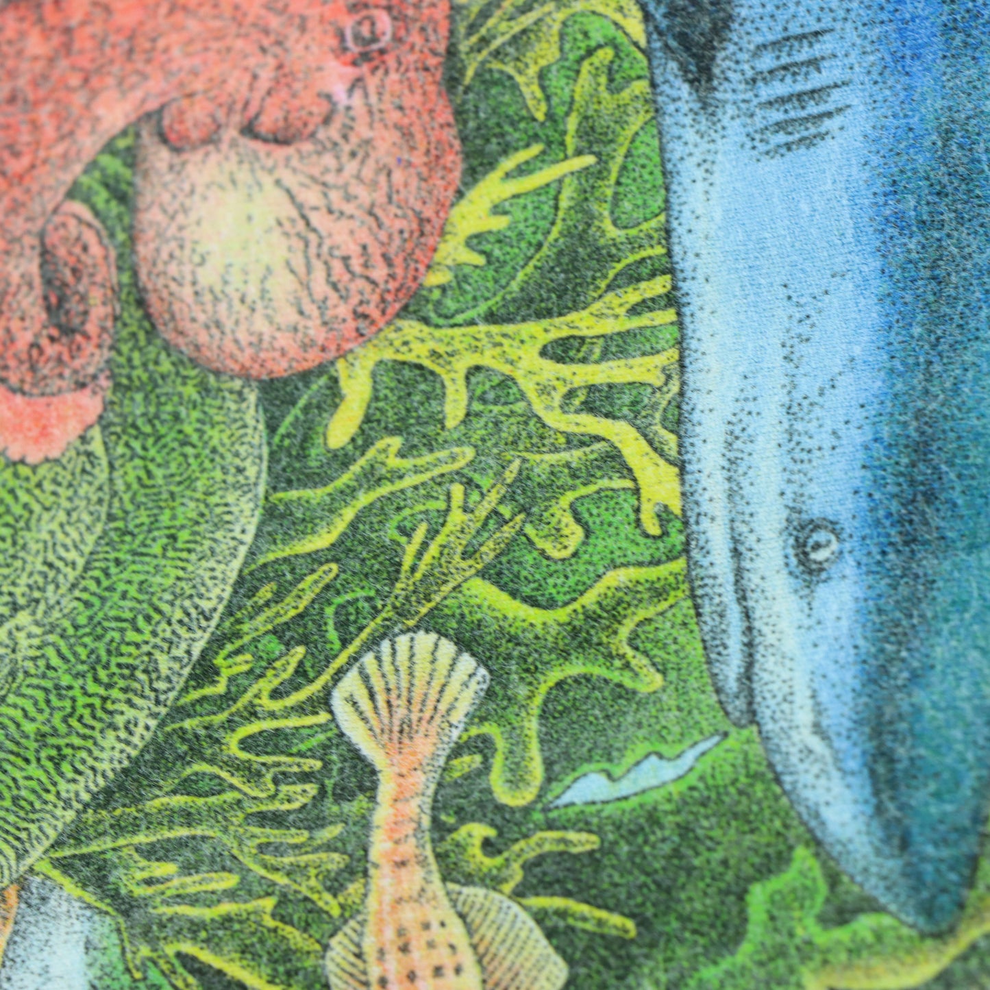 1988 HARLEQUIN Ocean Life USA Made Single Stitch Double Sided White Tee (M-L)