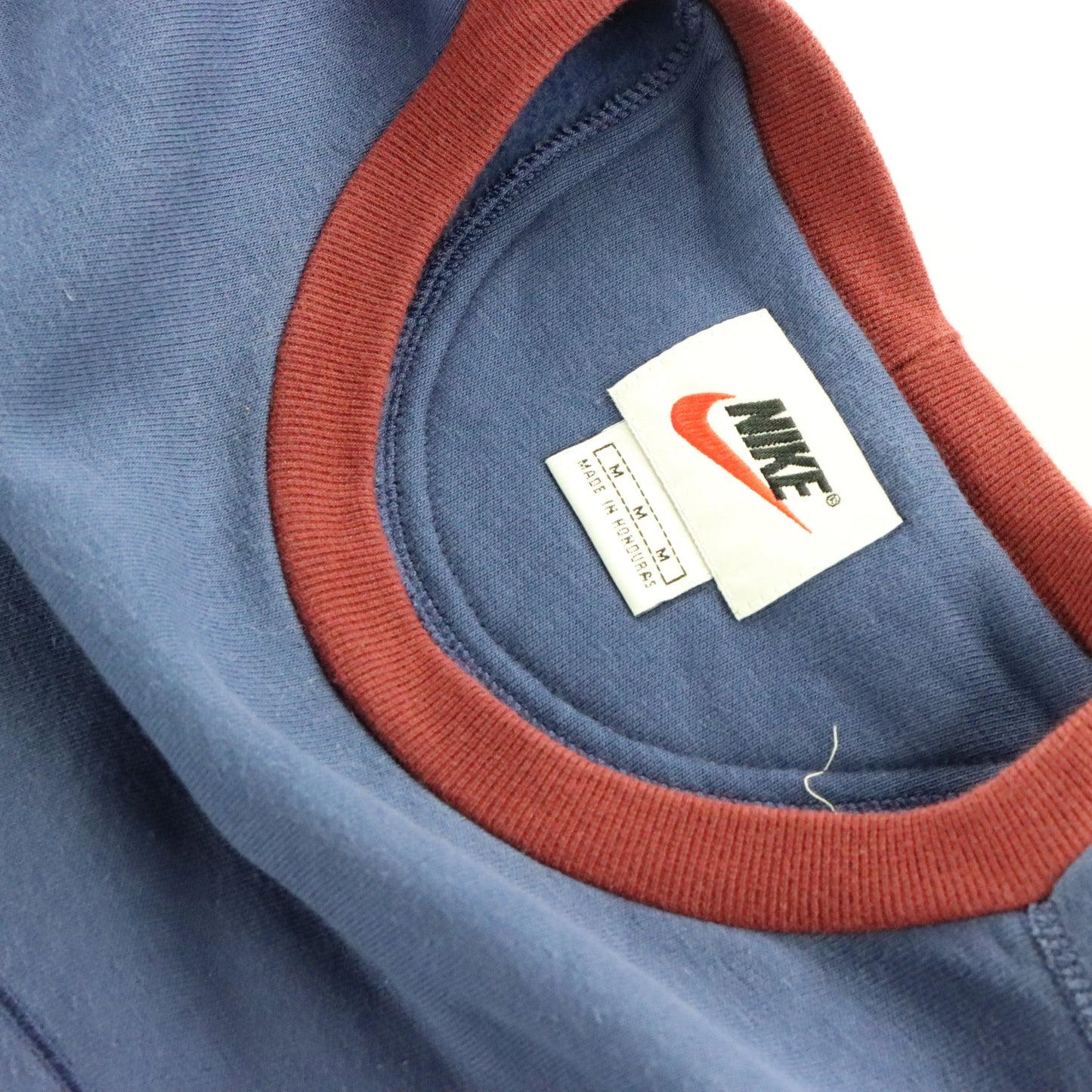 Vintage 90's NIKE Ringer Embroidered Centre Swoosh Navy & Maroon Sweatshirt (M-L)