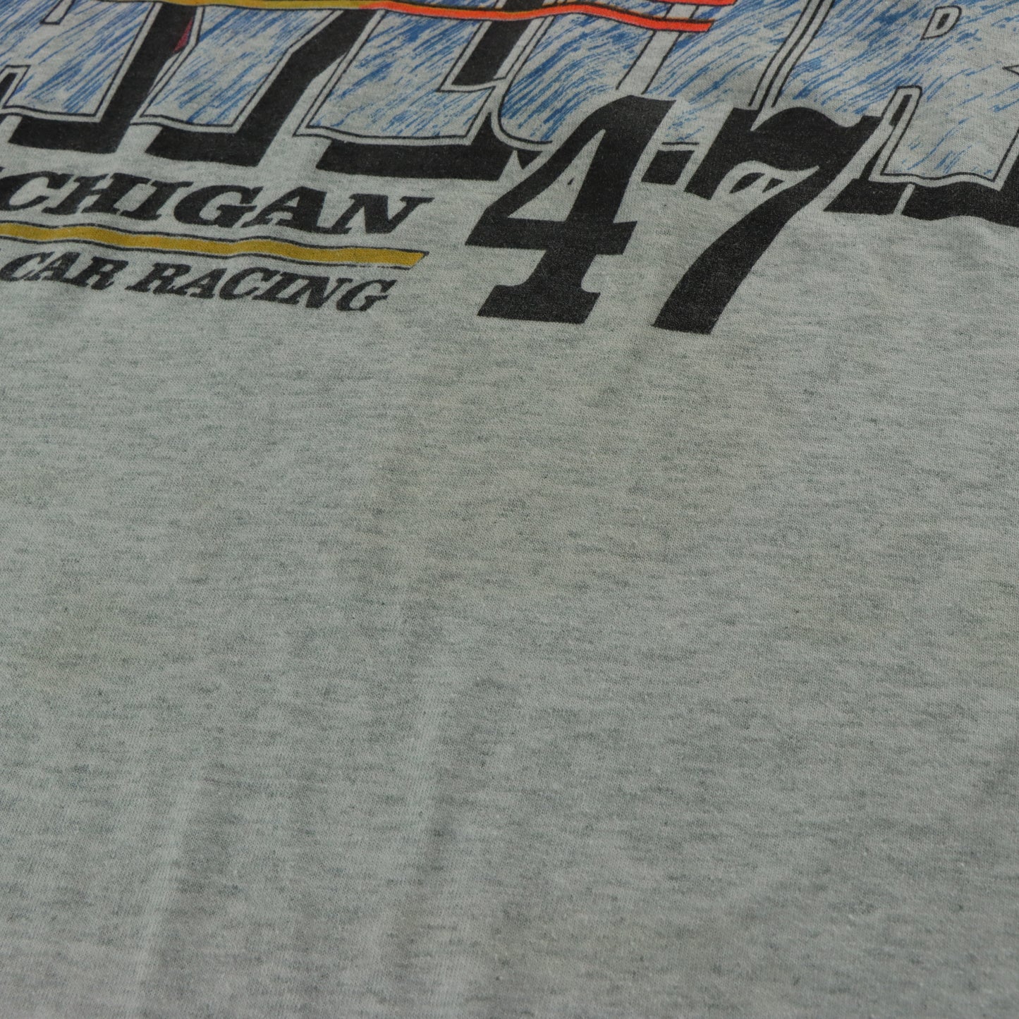 Looney Tunes 'Michigan Dwarf Car Racing' Single Stitch Double Sided Light Grey Tee (M-L)