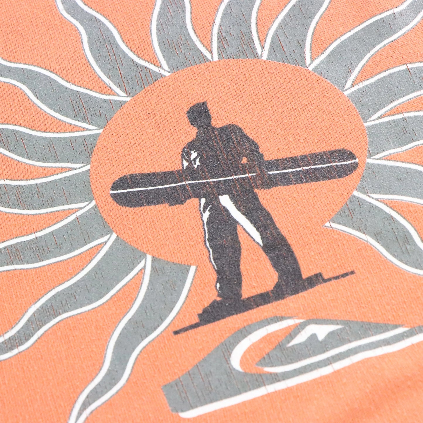 Vintage QUICKSILVER Y2K Orange & Grey Piping Faded Lightweight Surf Sweatshirt (XXL)