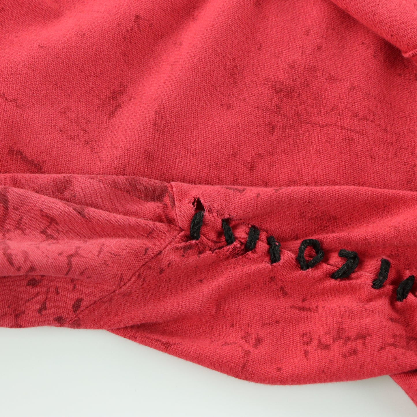 AFFLICTION Red "Live Fast" Side Stitching & Felt Detail Distressed T-Shirt USA Made (XXL)