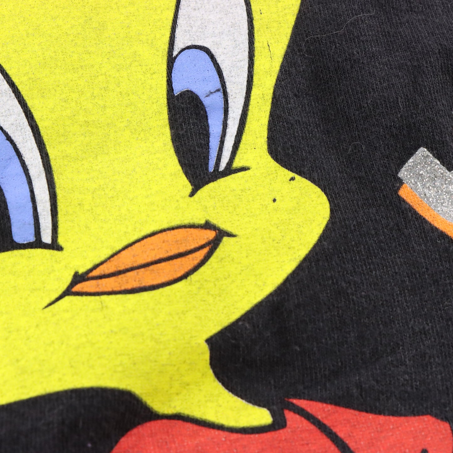 Vintage 1998 LOONEY TUNES Tweety Bird "Happy Halloween!" Glitter Text Black Single Stitch T-Shirt (XL)