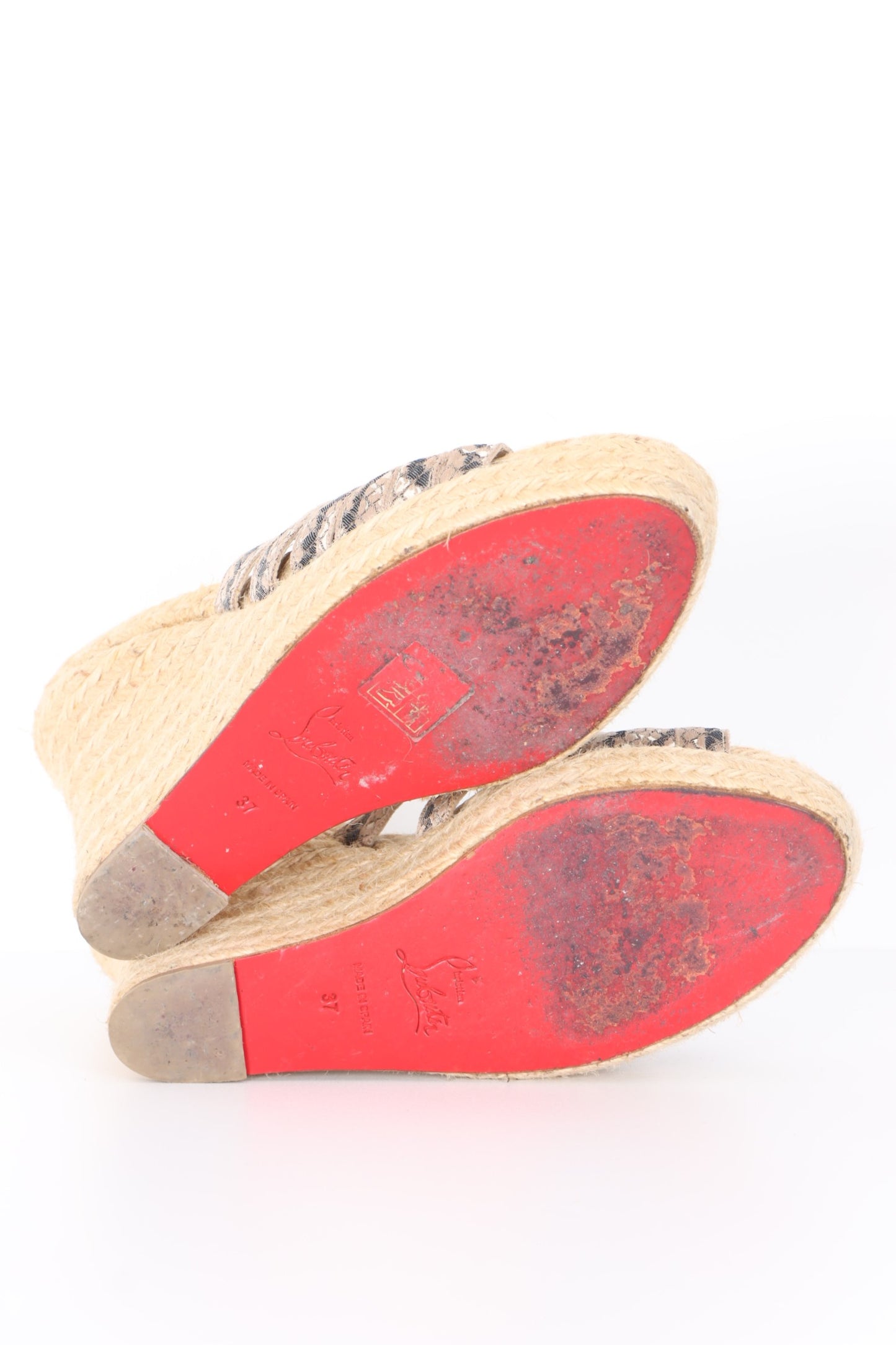 CHRISTIAN LOUBOUTIN 'Tiburon' Espadrilles Wedge Sandals (37)
