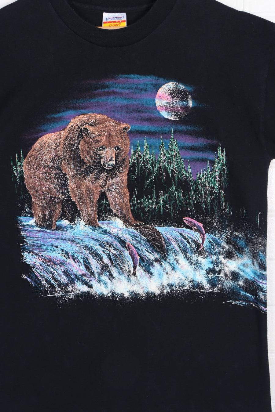 Grizzly Bear Front Back Single Stitch T-Shirt USA Made (M)