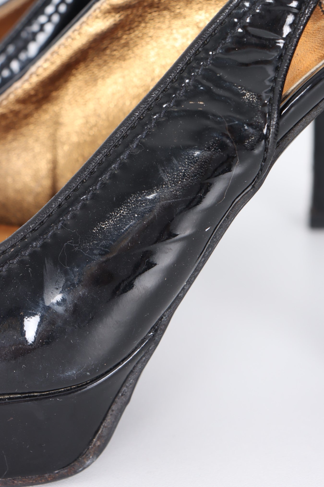 MIU MIU Black Patent Leather Platform Slingback Heels (39.5)