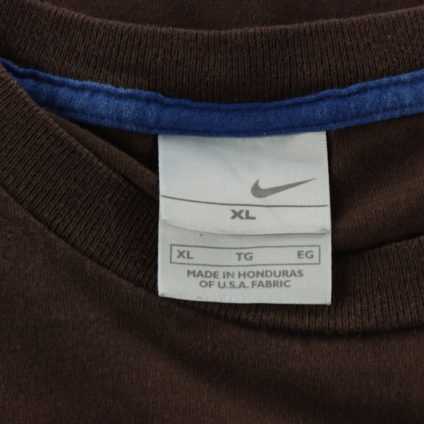 NIKE Vintage Small Embroidered Swoosh Brown & Blue T-Shirt (XL)