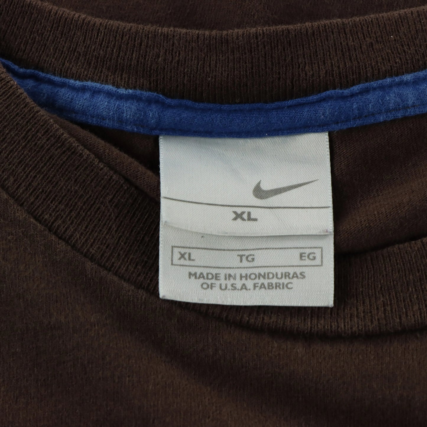 NIKE Vintage Small Embroidered Swoosh Brown & Blue T-Shirt (XL) - Vintage Sole Melbourne