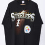 NFL 1996 Pittsburgh Steelers Big Football Spell Out Single Stitch T-Shirt (XXL)