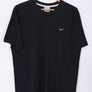 NIKE Embroidered Swoosh Logo Casual Black T-Shirt (L)