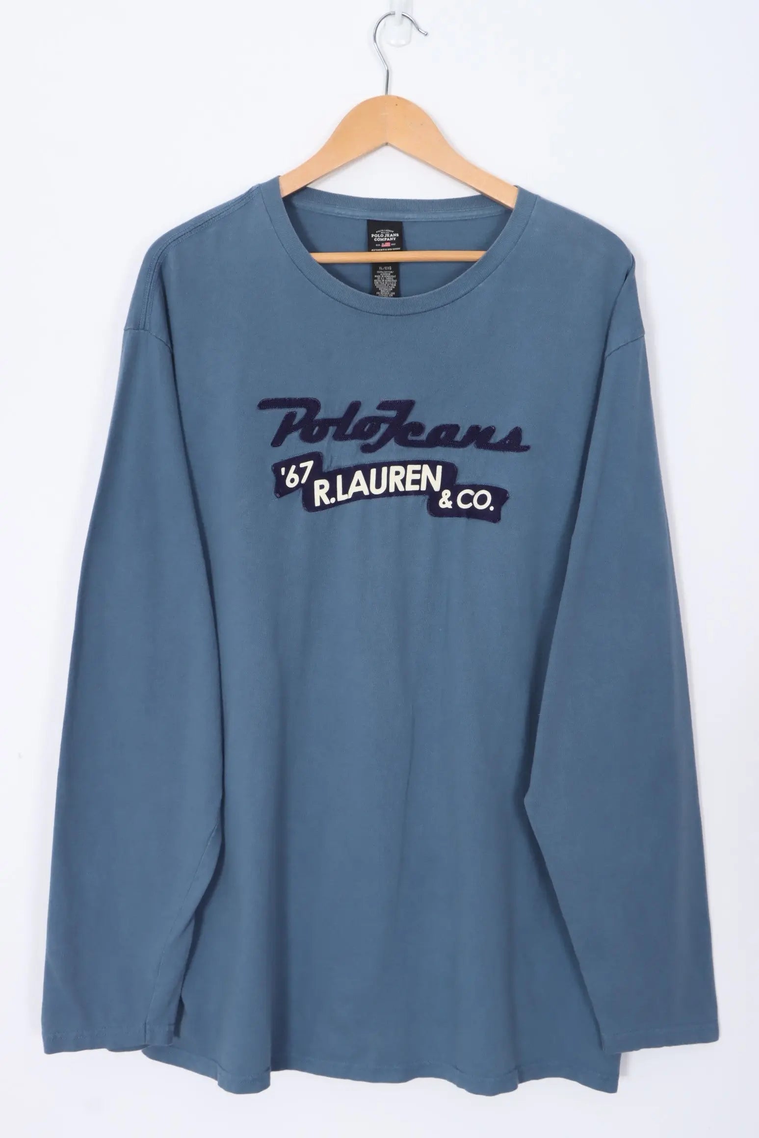 RALPH LAUREN POLO JEANS Spell Out Patch Logo Long Sleeve T-Shirt