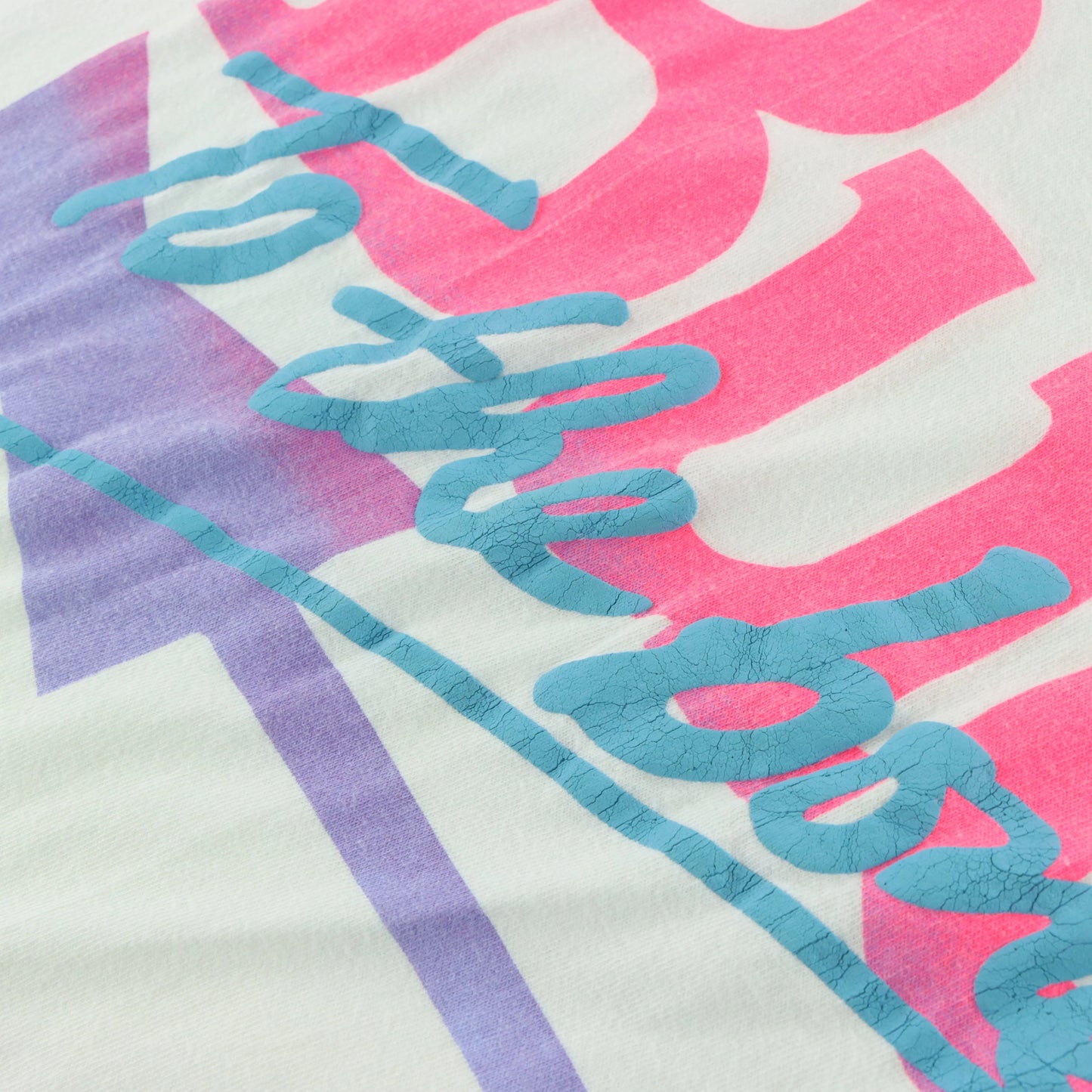 Vintage 1991 Neon "Bud To The Bone" Puff Print & Guitar White Single Stitch Tee USA Made (L-XL) - Vintage Sole Melbourne