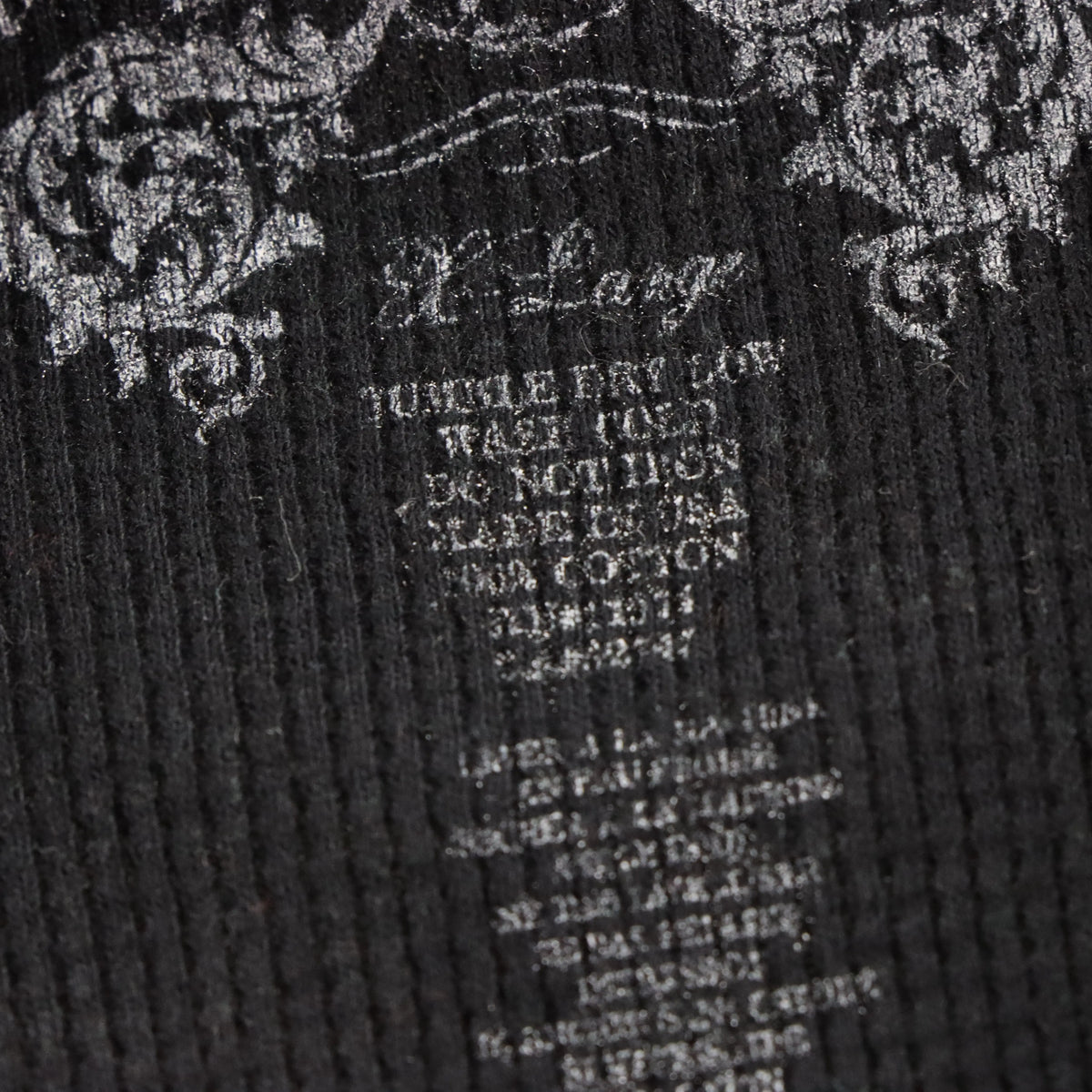 ARCHAIC Vintage Y2K Gold Foil Detail Waffle Knit USA Made Long Sleeve Thermal Tee (XL TALL)