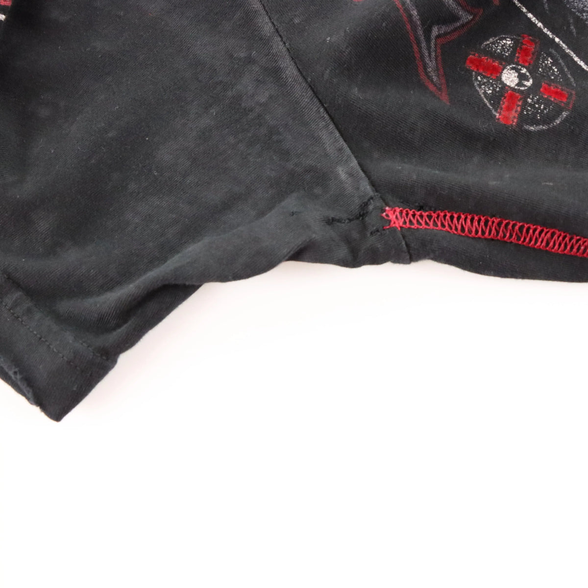 Vintage AFFLICTION 'American Customs' Wheel & Headdress Skull Velvet Detail Black Tee USA Made (M)
