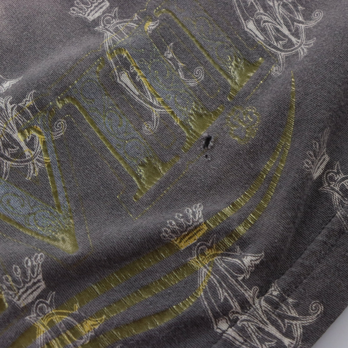 Vintage CHRISTIAN AUDIGIER Double Panther Embellished Cream & Grey Y2K T-Shirt USA Made (XL-XXL)